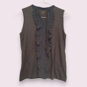 🔥LAST CHANCE! DONATING 7/8 Slate Grey Sleeveless V-Neck Ruffles Top XSP Tank